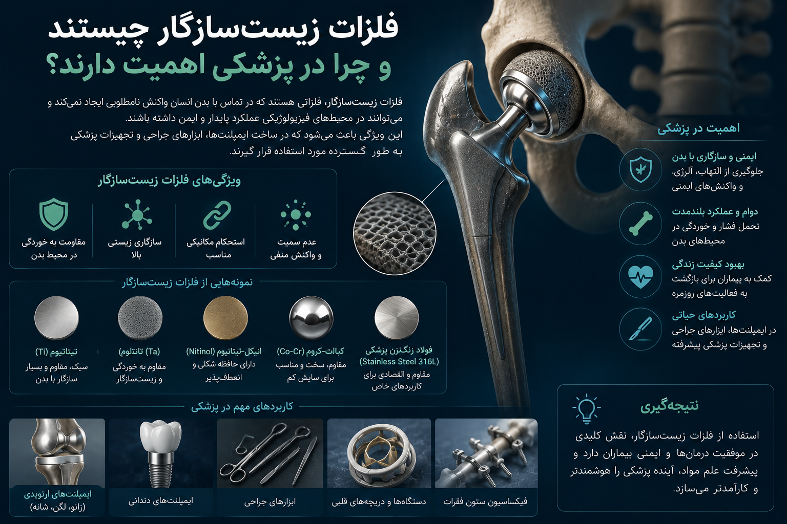 فلزات زیست‌سازگار چیستند و چرا در پزشکی اهمیت دارند؟